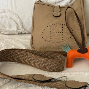 Hermes Style Messenger with Strap and Charm